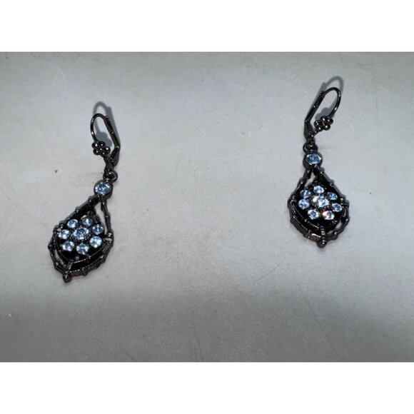Vintage-Inspired Silver-Tone Drop Earrings With Sparkling Clear Rhinestones - Picture 3 of 4